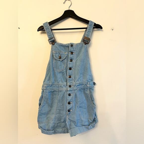Vintage RARE hang ten 70s overalls denim short overalls summer sanfordized XS - Picture 8 of 11